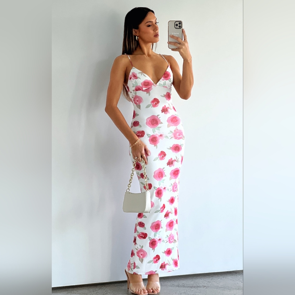 Greedy For Love Maxi Dress White Portofino Rose